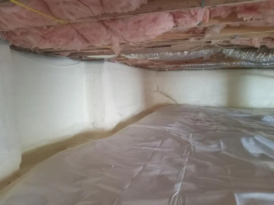 Crawl space encapsulation with closed-cell spray foam for Roof Waterproofing in Fairmont